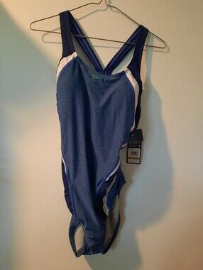 Speedo Navy Blue and Cream Swimsuit